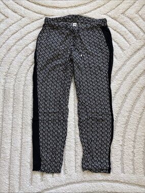 Black & White Patterned Drawstring Pants